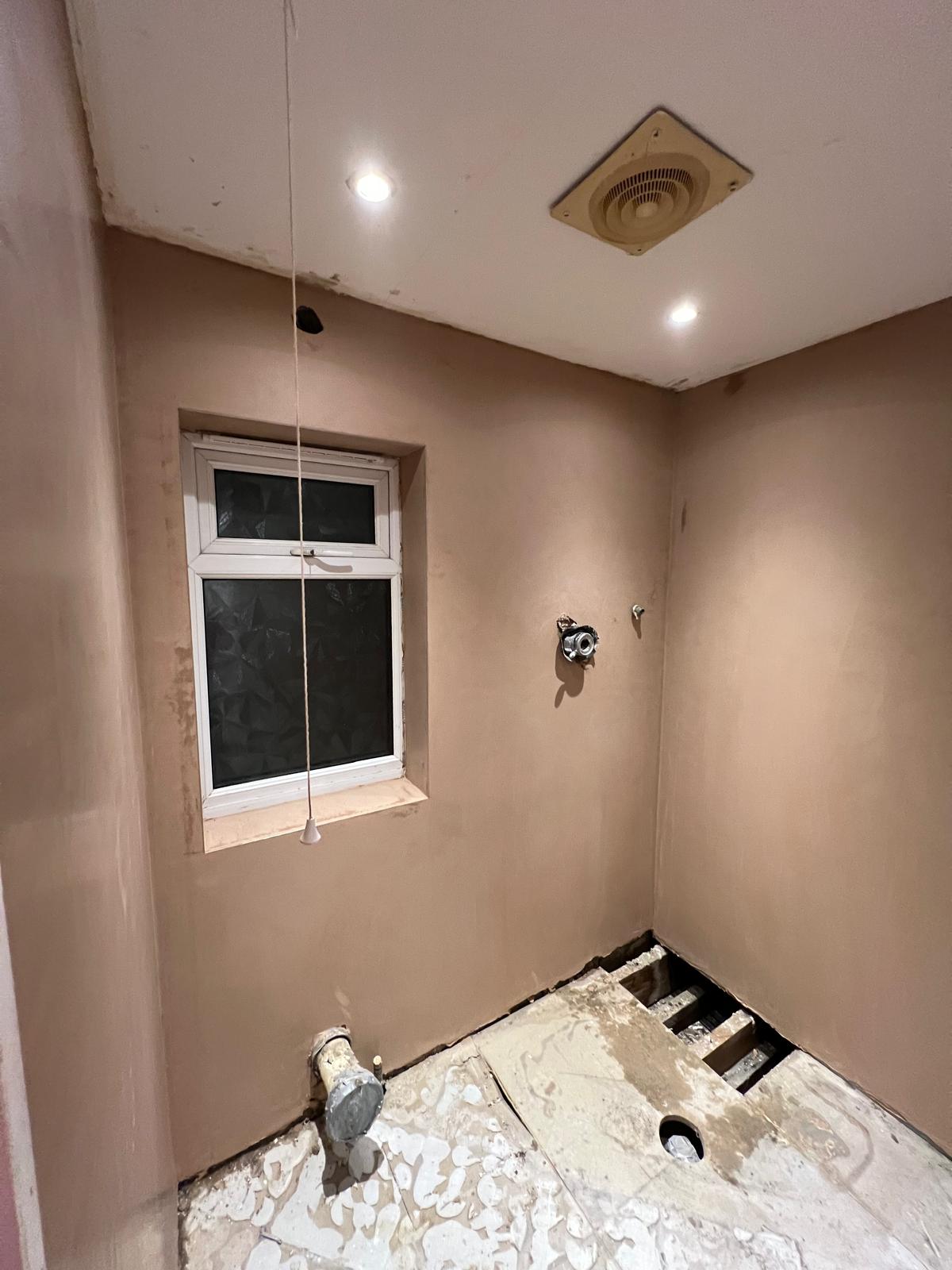 Finished plastered bathroom