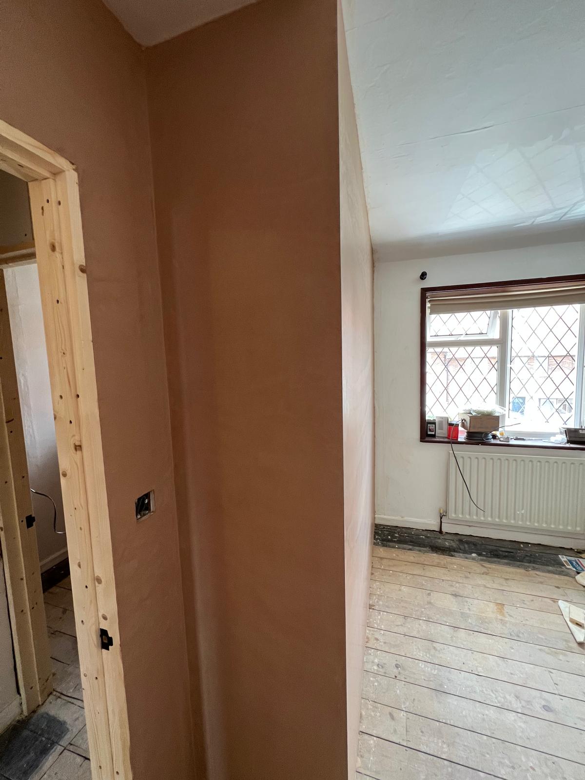 Fresh plastered partition detail